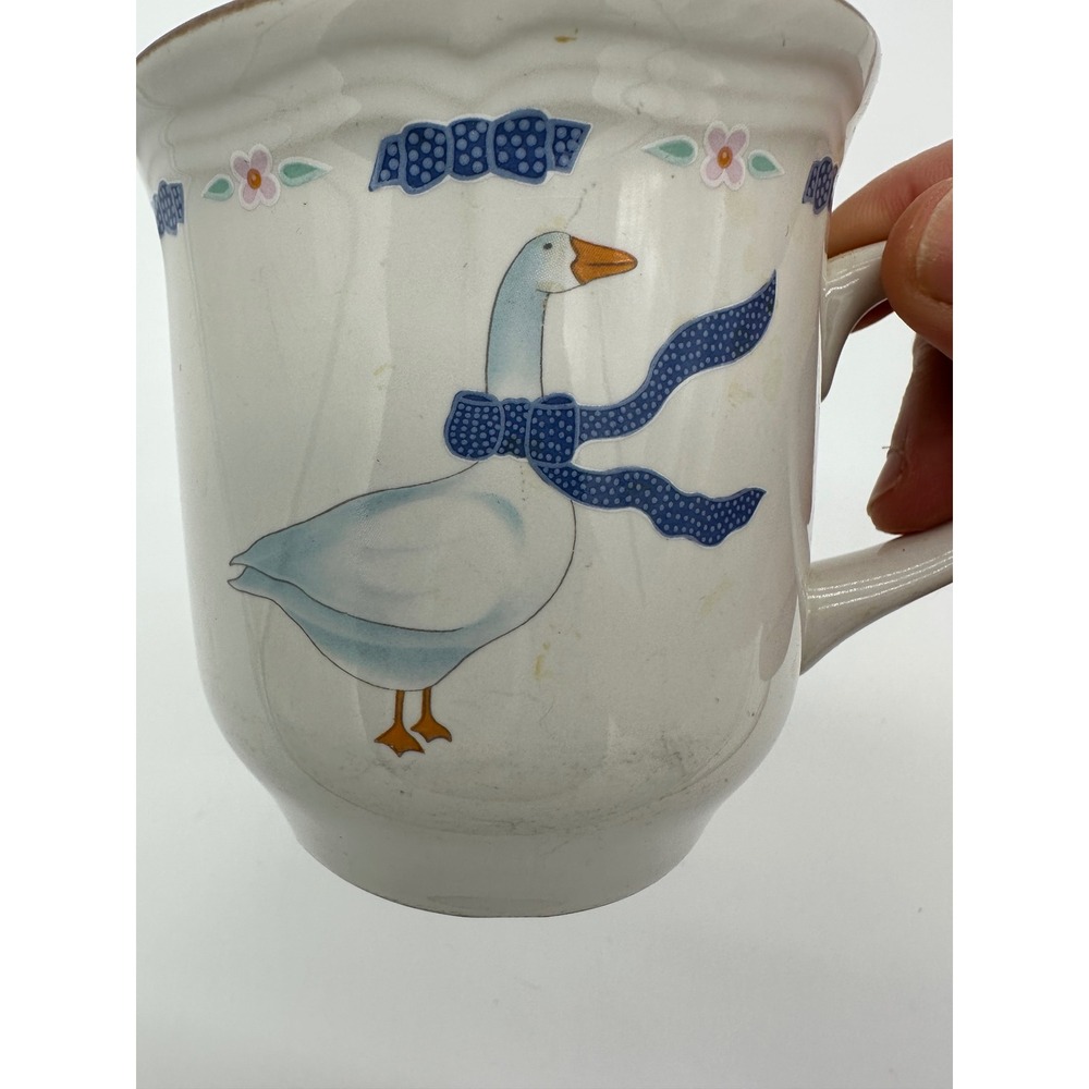Country Goose Coffee Mug Newcor Stoneware White VTG cottagecore - Picture 5 of 5